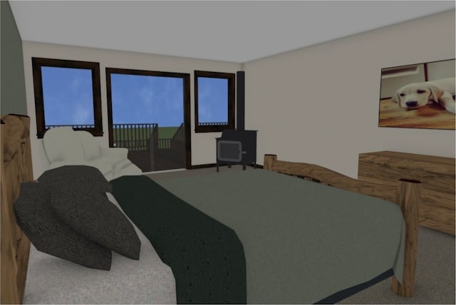 carpeted bedroom with access to outside