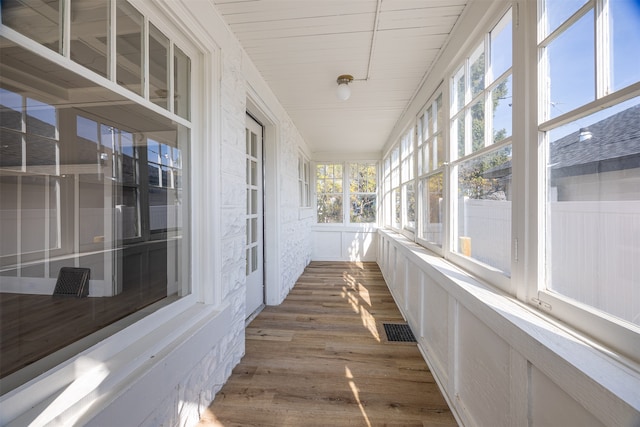 view of unfurnished sunroom