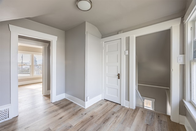 empty room with light wood-type flooring