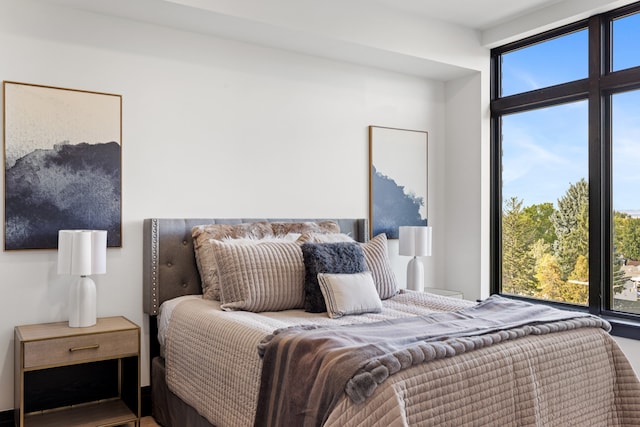 bedroom with multiple windows