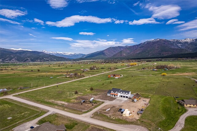 aerial view with a rural view and a mountain view