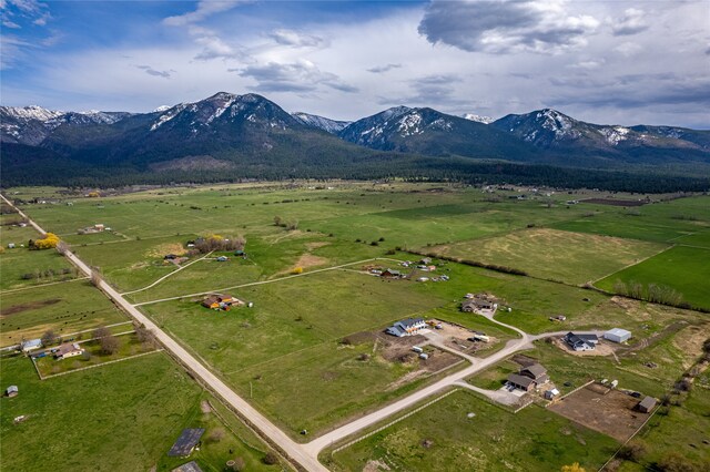 aerial view with a rural view and a mountain view