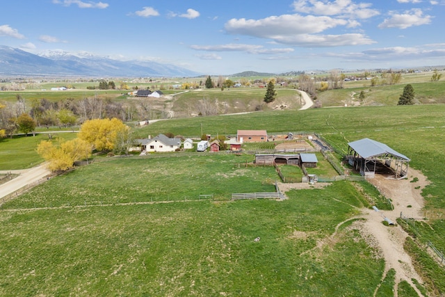 bird's eye view with a mountain view and a rural view