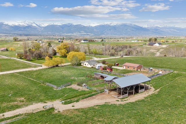 bird's eye view with a mountain view and a rural view