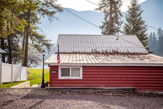 view of home's exterior featuring a mountain view