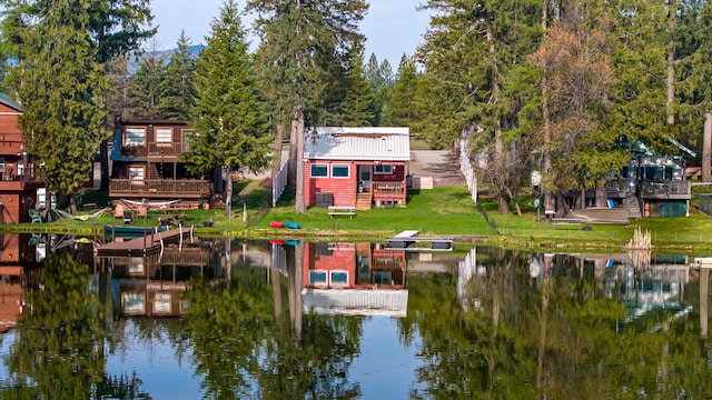 exterior space featuring a dock