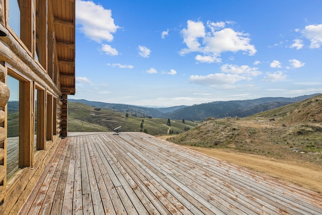 deck featuring a mountain view