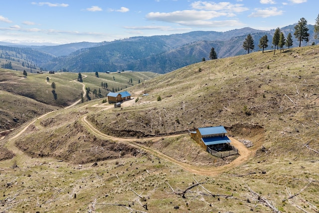 view of mountain feature with a rural view