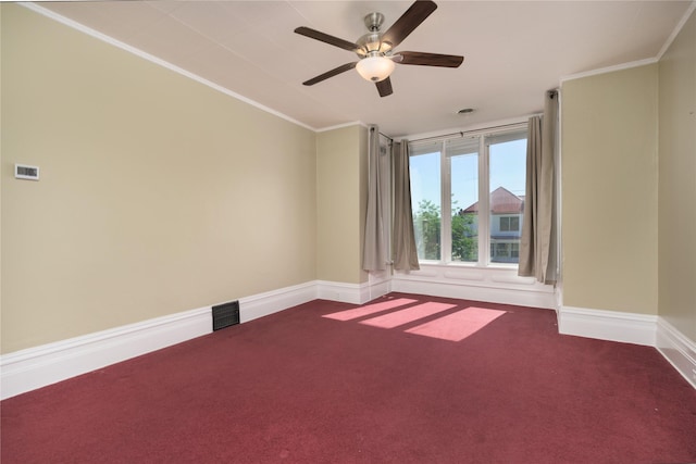 522 Hickory St, Anaconda, MT 59711 - unfurnished room with carpet flooring, a ceiling fan, and crown molding