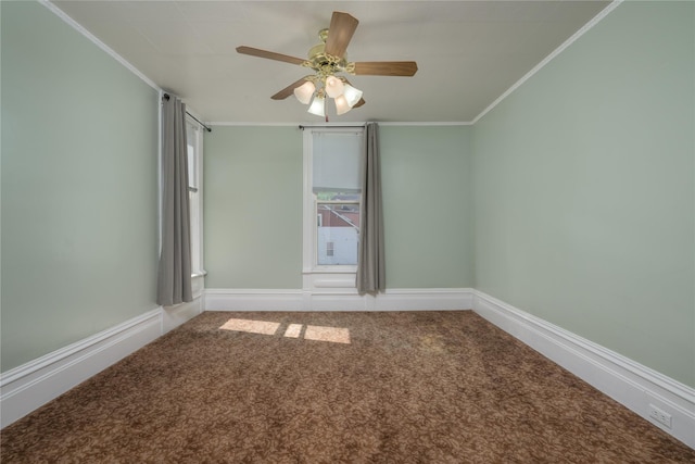 522 Hickory St, Anaconda, MT 59711 - spare room with ornamental molding, carpet floors, and ceiling fan