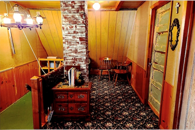 630 18th Rd NW, Choteau, MT 59422 - living area featuring a chandelier and wood walls