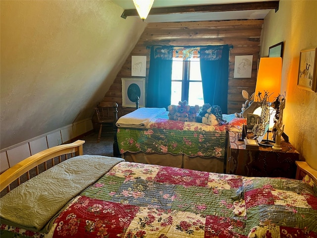 630 18th Rd NW, Choteau, MT 59422 - bedroom featuring lofted ceiling with beams