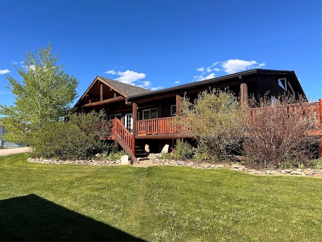 102 W Clark St, Philipsburg, MT 59858 - back of house with a lawn and a deck