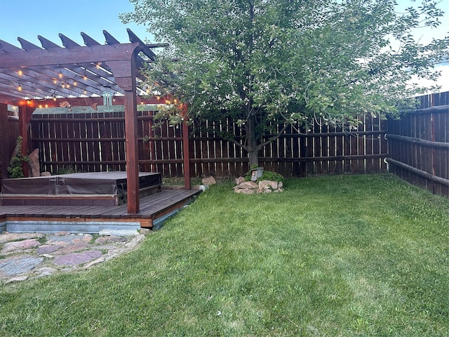 102 W Clark St, Philipsburg, MT 59858 - view of yard with a pergola, a fenced backyard, and a wooden deck