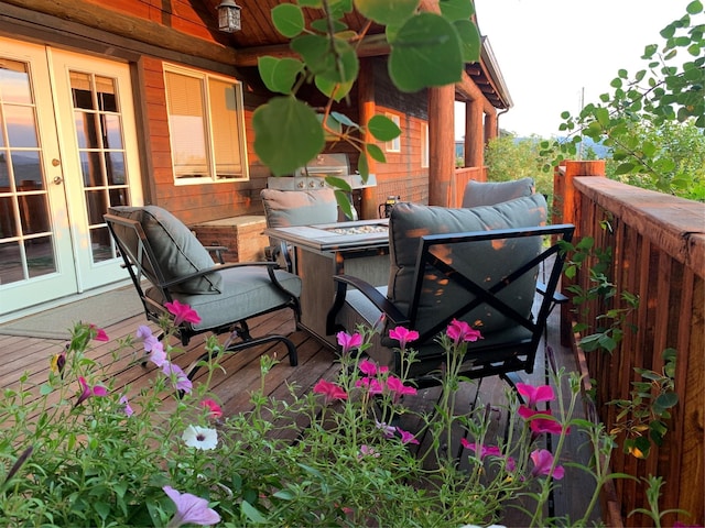 102 W Clark St, Philipsburg, MT 59858 - wooden terrace with french doors
