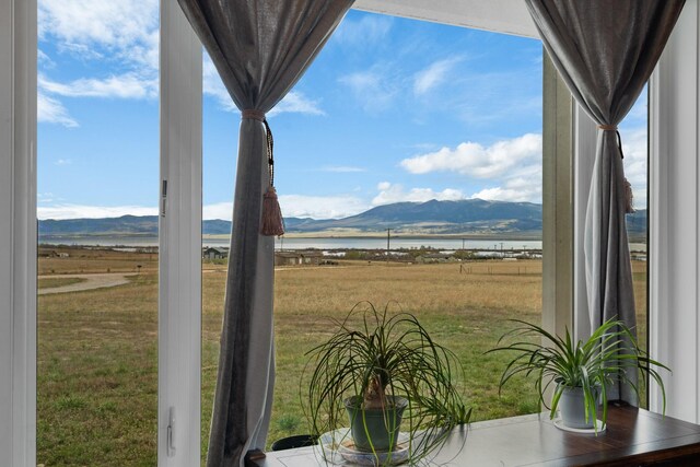 exterior space with a water view