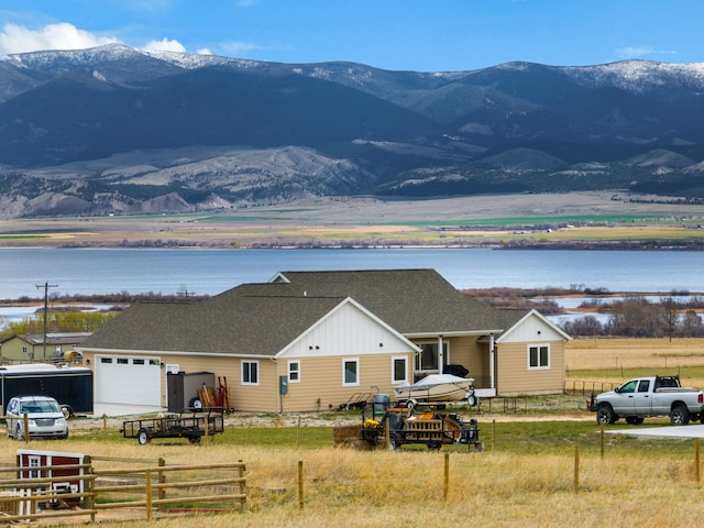 mountain view with a water view