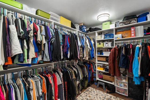 spacious closet featuring hardwood / wood-style floors