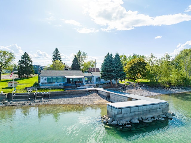 view of dock featuring a water view