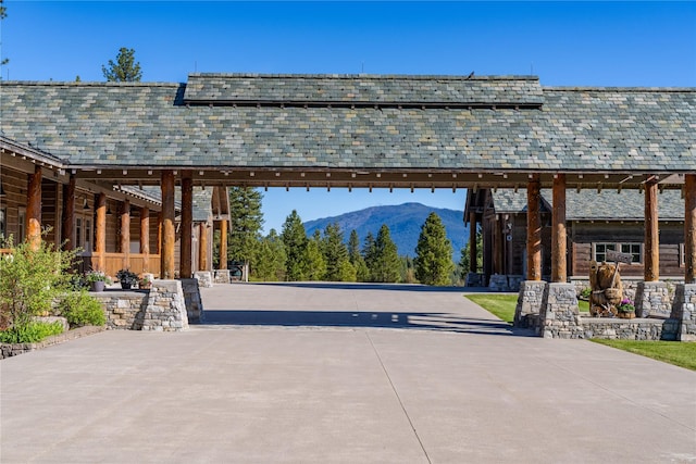 view of community featuring a mountain view