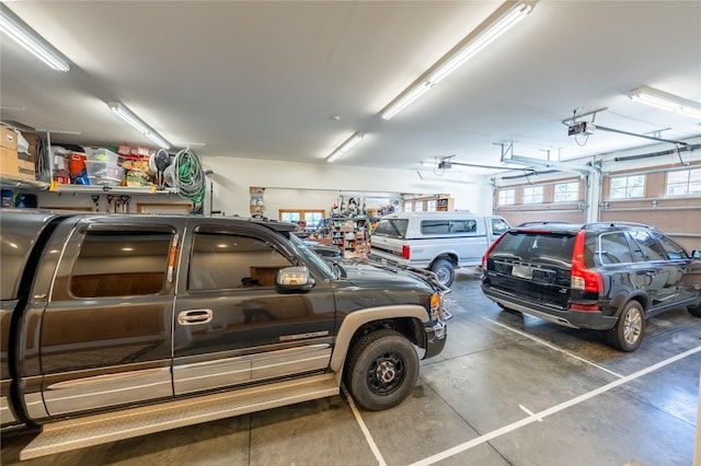 garage with a garage door opener