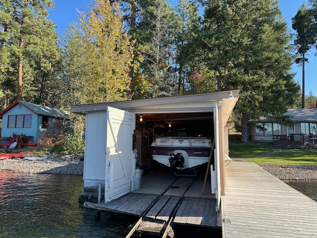 dock area featuring a water view