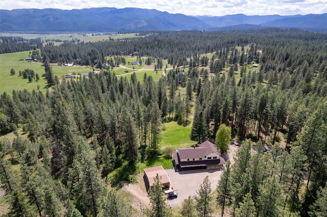 bird's eye view with a mountain view