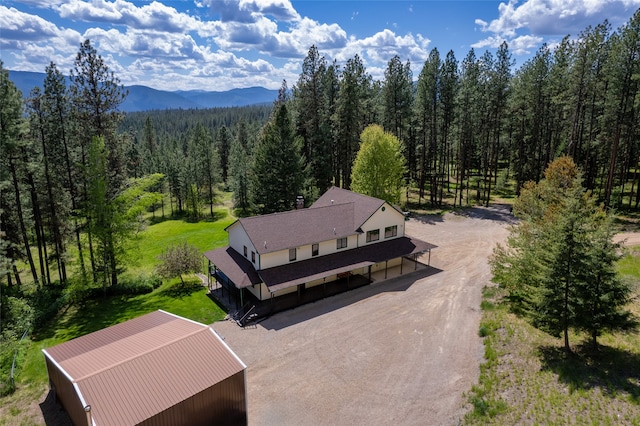 bird's eye view with a mountain view