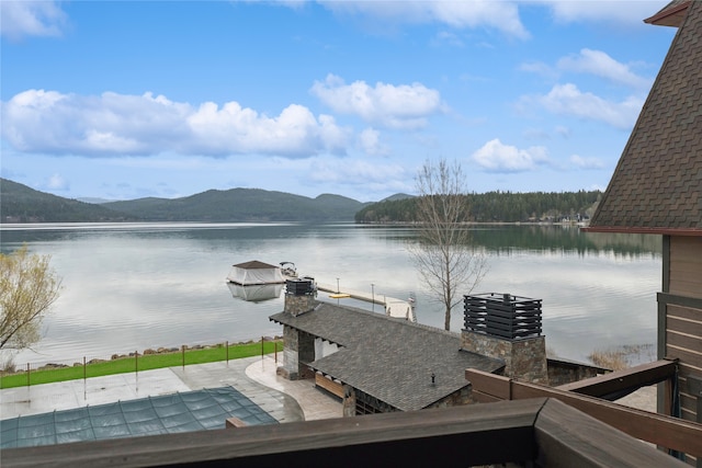 property view of water featuring a mountain view