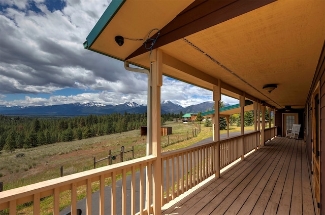 deck with a mountain view