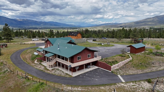 aerial view with a mountain view