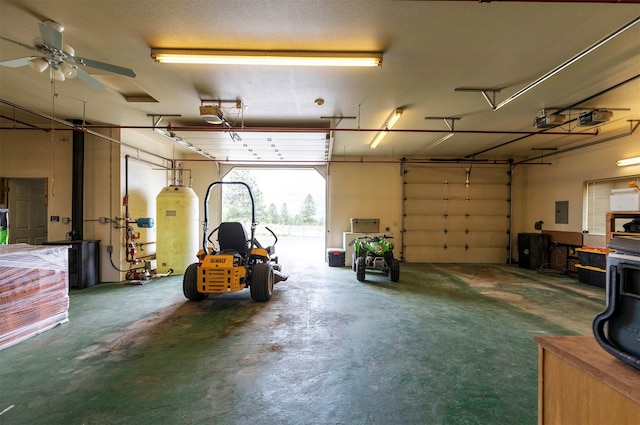 garage with ceiling fan