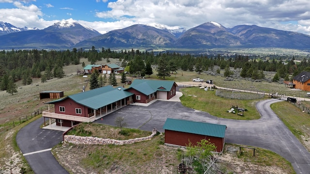 aerial view with a mountain view