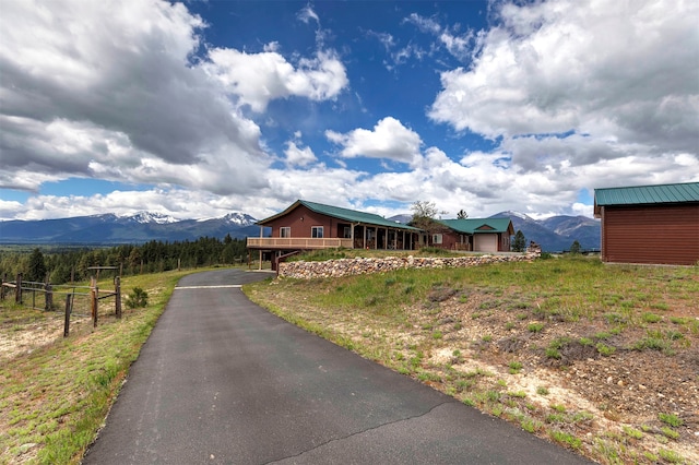 exterior space with a mountain view