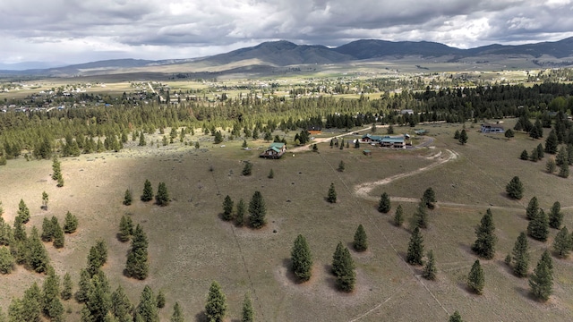 birds eye view of property with a rural view and a mountain view