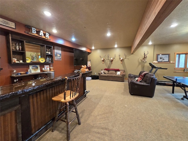 856 Weber Butte Trl, Corvallis, MT 59828 - indoor bar with carpet floors, recessed lighting, and a textured ceiling