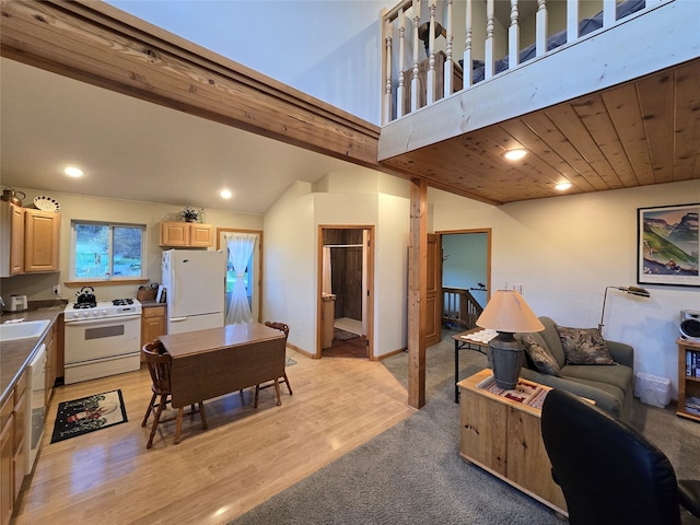 856 Weber Butte Trl, Corvallis, MT 59828 - living room featuring recessed lighting, light wood finished floors, and light carpet