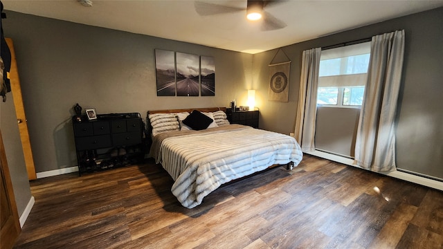 bedroom featuring ceiling fan and hardwood / wood-style floors