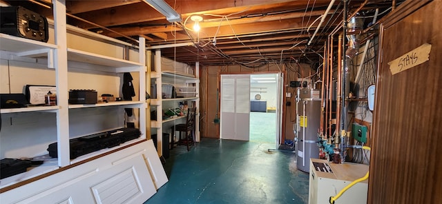 basement with water heater