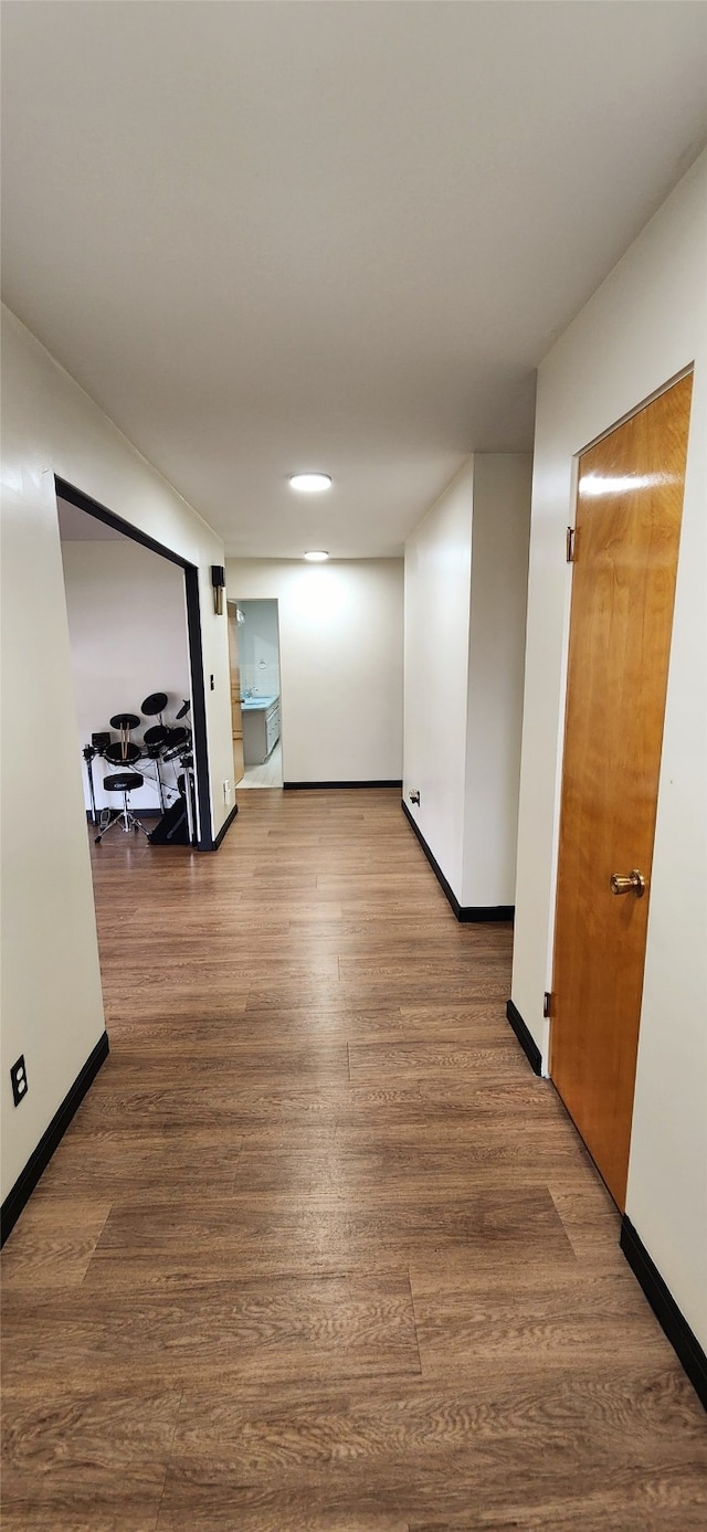 interior space with hardwood / wood-style floors