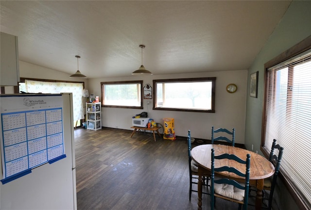 3653 Sophie Lake Rd, Eureka, MT 59917 - dining room with dark wood-type flooring and lofted ceiling
