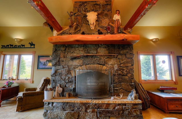 details with beam ceiling