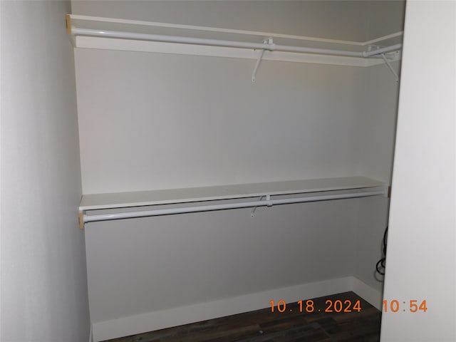 spacious closet featuring dark hardwood / wood-style flooring