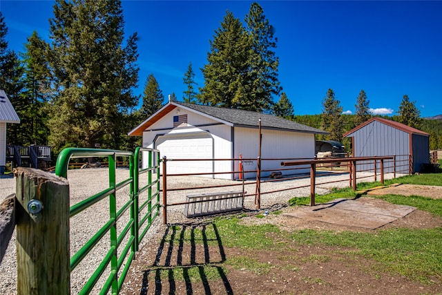 view of detached garage