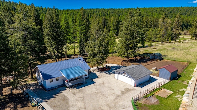 drone / aerial view with a forest view