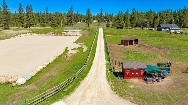 bird's eye view with a rural view