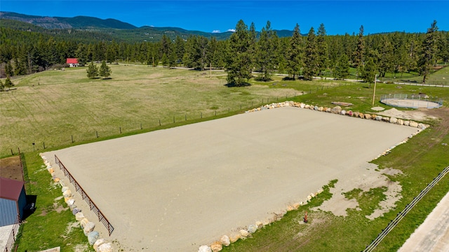 aerial view with a mountain view and a rural view