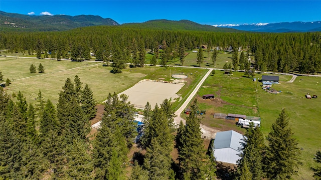 birds eye view of property with a mountain view