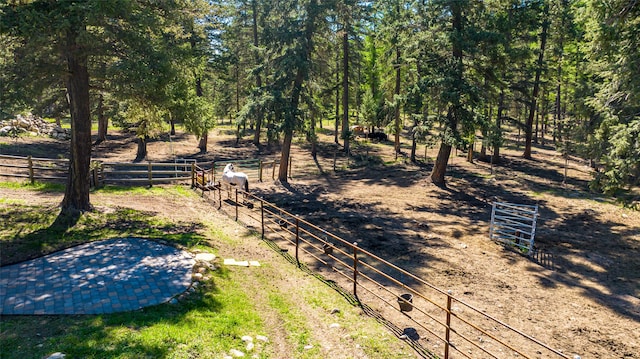 view of yard with a rural view