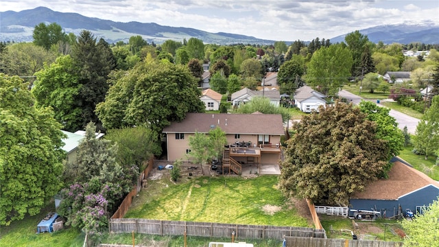 aerial view with a mountain view